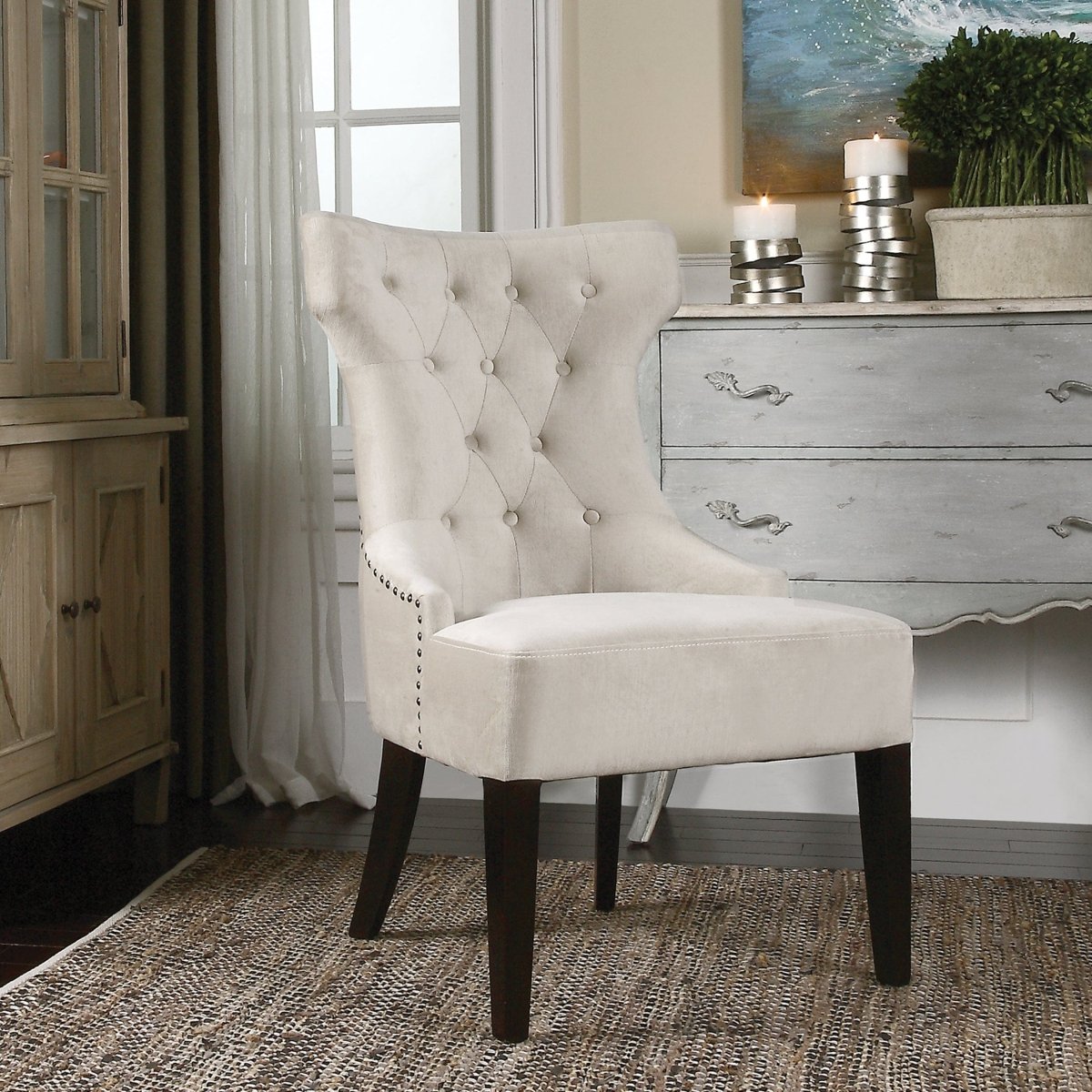 Arlette Tufted Wing Chair - Uttermost - Wingback Chairs by Modest Hut