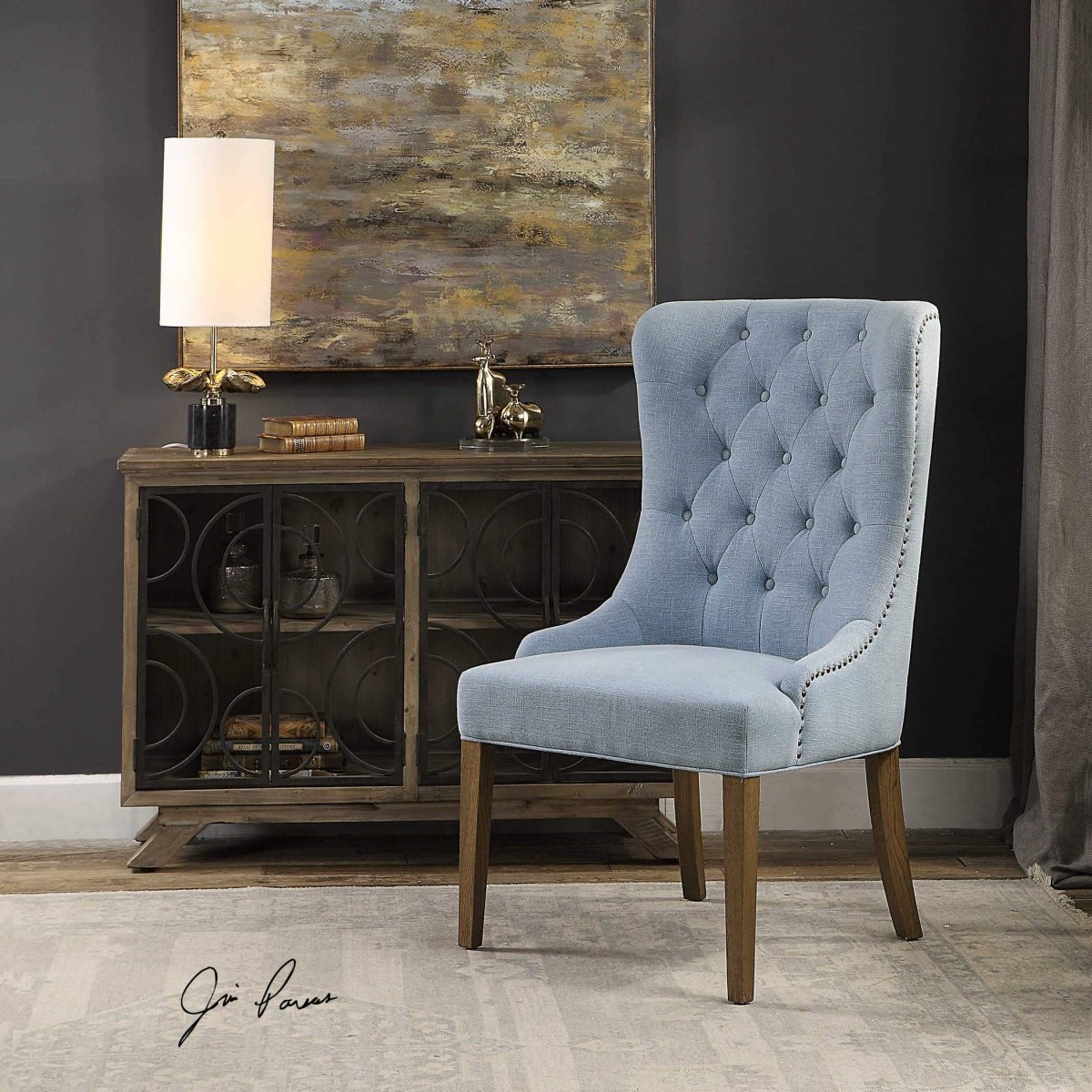 Rioni Tufted Wing Chair - Uttermost - Wingback Chairs by Modest Hut