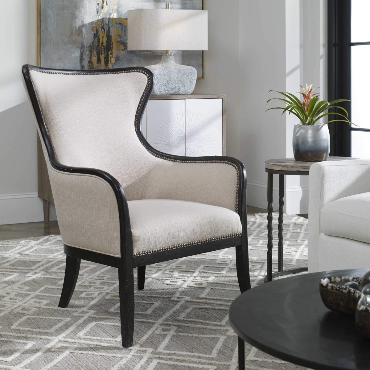 Sandie Woven Wing Chair - Uttermost - Wingback Chairs by Modest Hut