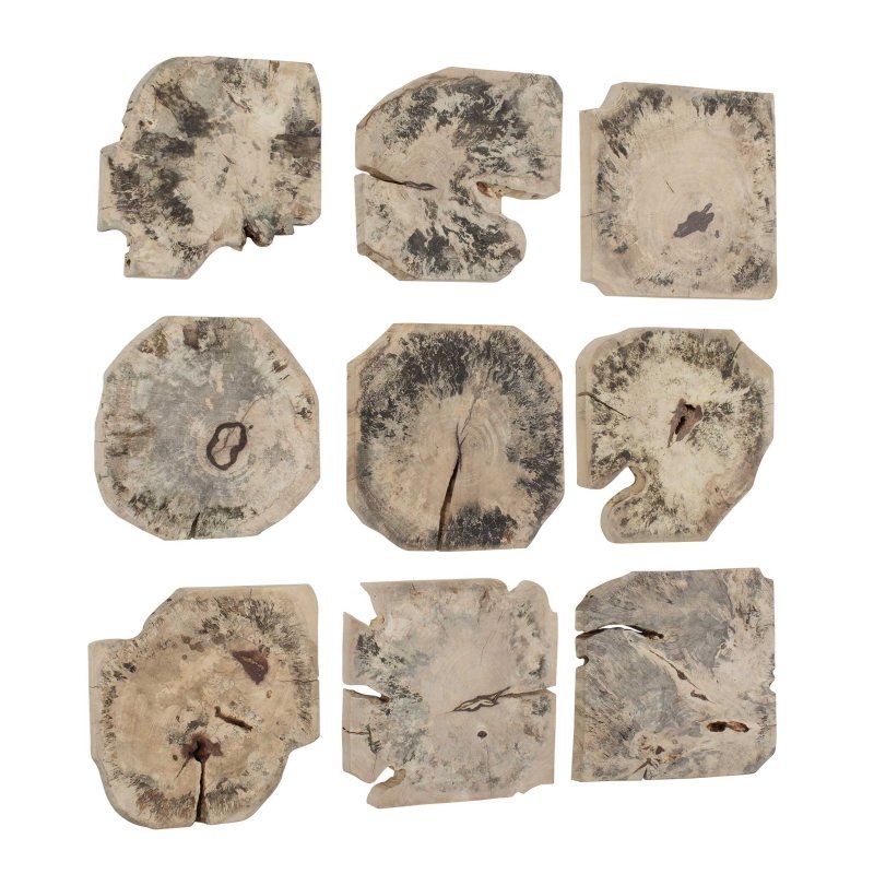 Bahati Wood Bleached Wall Decor Set/9 - Wall Decor