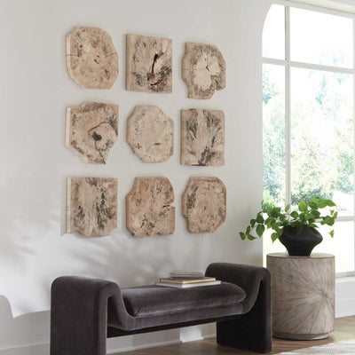 Bahati Wood Bleached Wall Decor Set/9 - Wall Decor