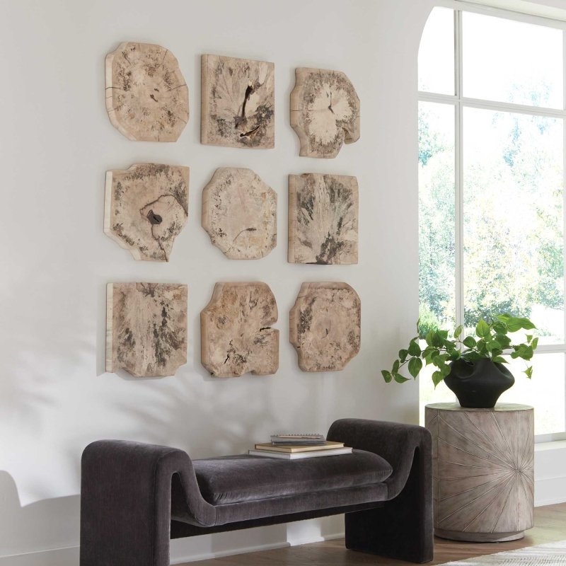 Bahati Wood Bleached Wall Decor Set/9 - Wall Decor