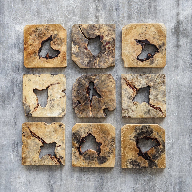 Bahati Wood Wall Decor In Natural, S/9 - Uttermost - Wood Wall Decor by Modest Hut