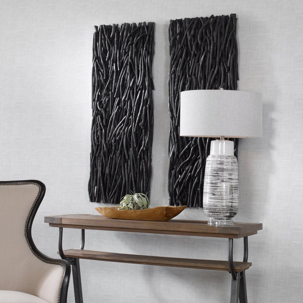 Gathered Teak Black Wood Wall Decor - Uttermost - Wood Wall Decor by Modest Hut