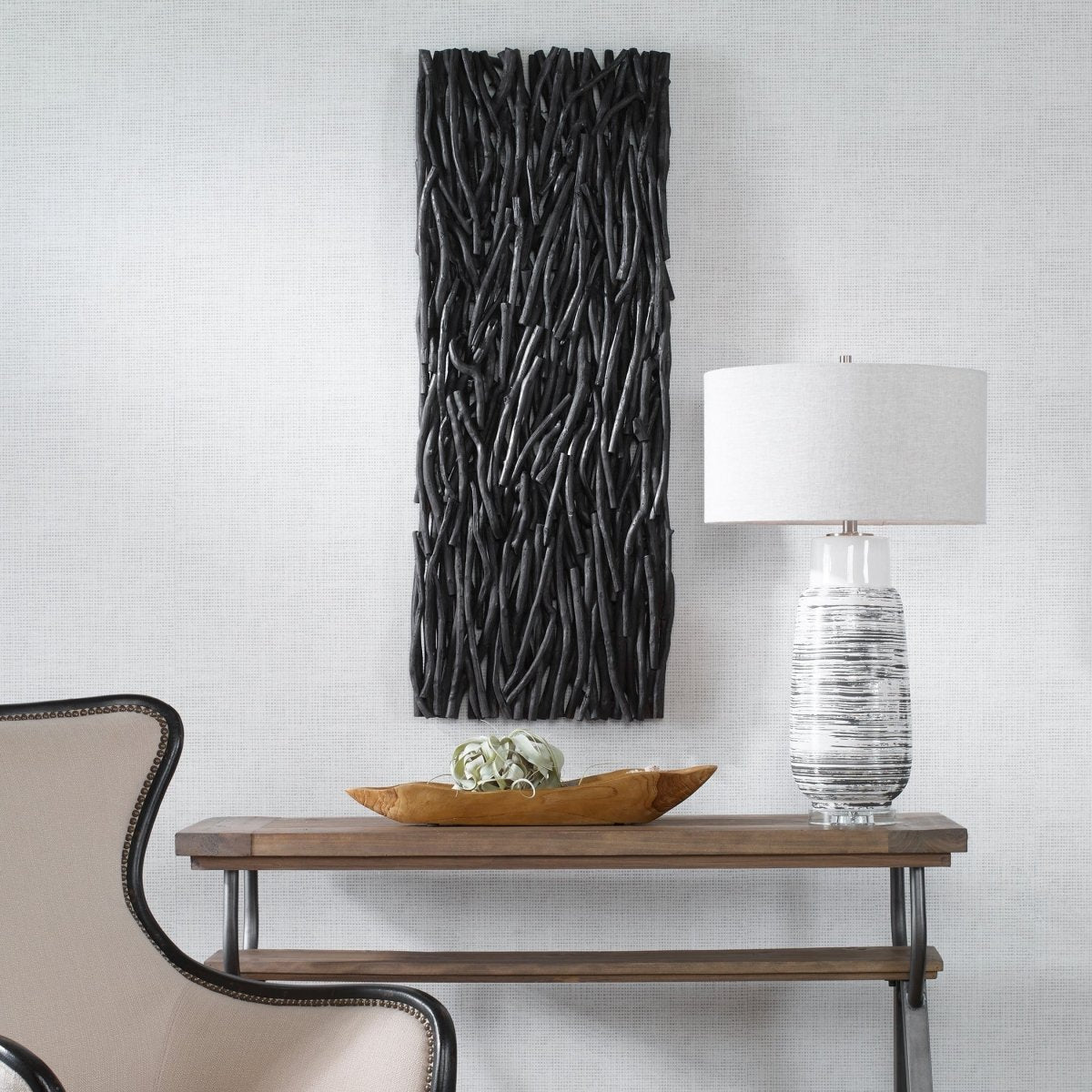 Gathered Teak Black Wood Wall Decor - Uttermost - Wood Wall Decor by Modest Hut