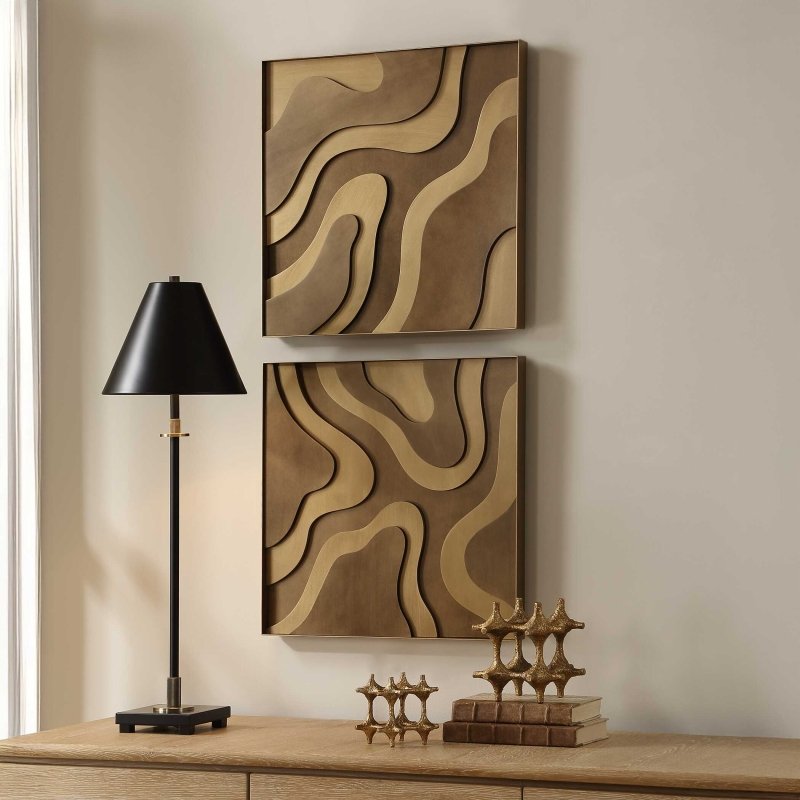 Golden Terrain Wooden Wall Decor Set/2 - Wall Decor