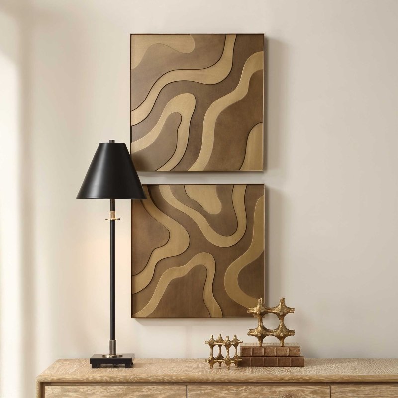 Golden Terrain Wooden Wall Decor Set/2 - Wall Decor