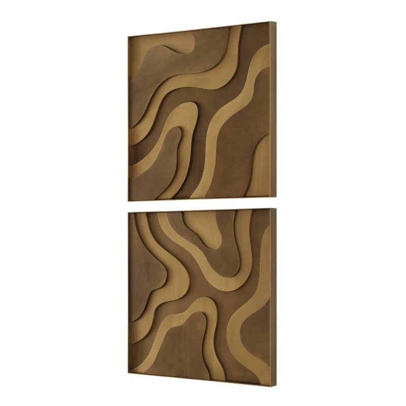 Golden Terrain Wooden Wall Decor Set/2 - Wall Decor