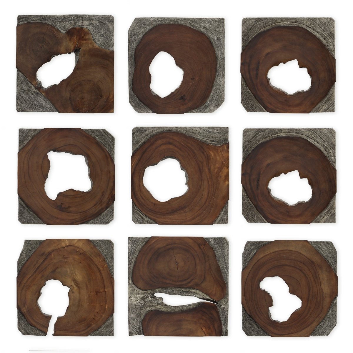 Jungle Wood Paneled Wall Art, Set/9 - Uttermost - Wood Wall Decor by Modest Hut
