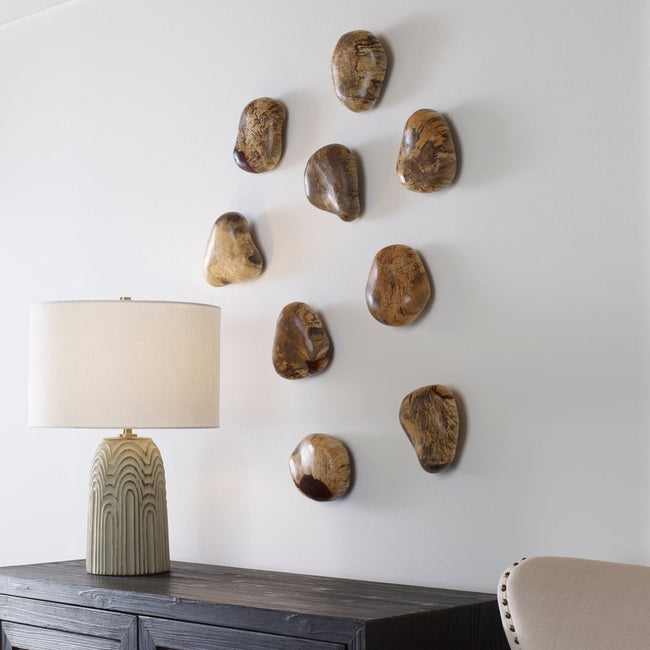 Pebbles Blonde Wood Wall Decor, S/9 - Uttermost - Wood Wall Decor by Modest Hut