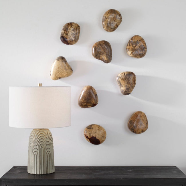 Pebbles Blonde Wood Wall Decor, S/9 - Uttermost - Wood Wall Decor by Modest Hut