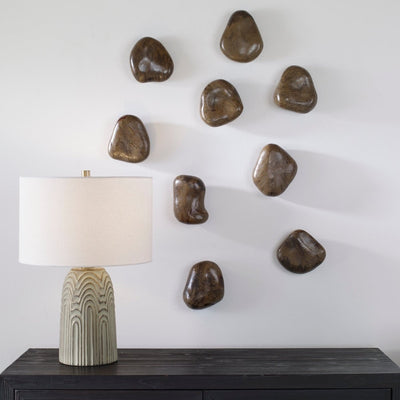 Pebbles Walnut Wood Wall Decor, S/9 - Uttermost - Wood Wall Decor by Modest Hut