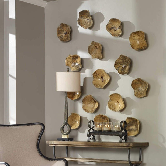 Tamarind Wall Art Wood S/3 textured wood wall decor panels for modern luxury wall styling