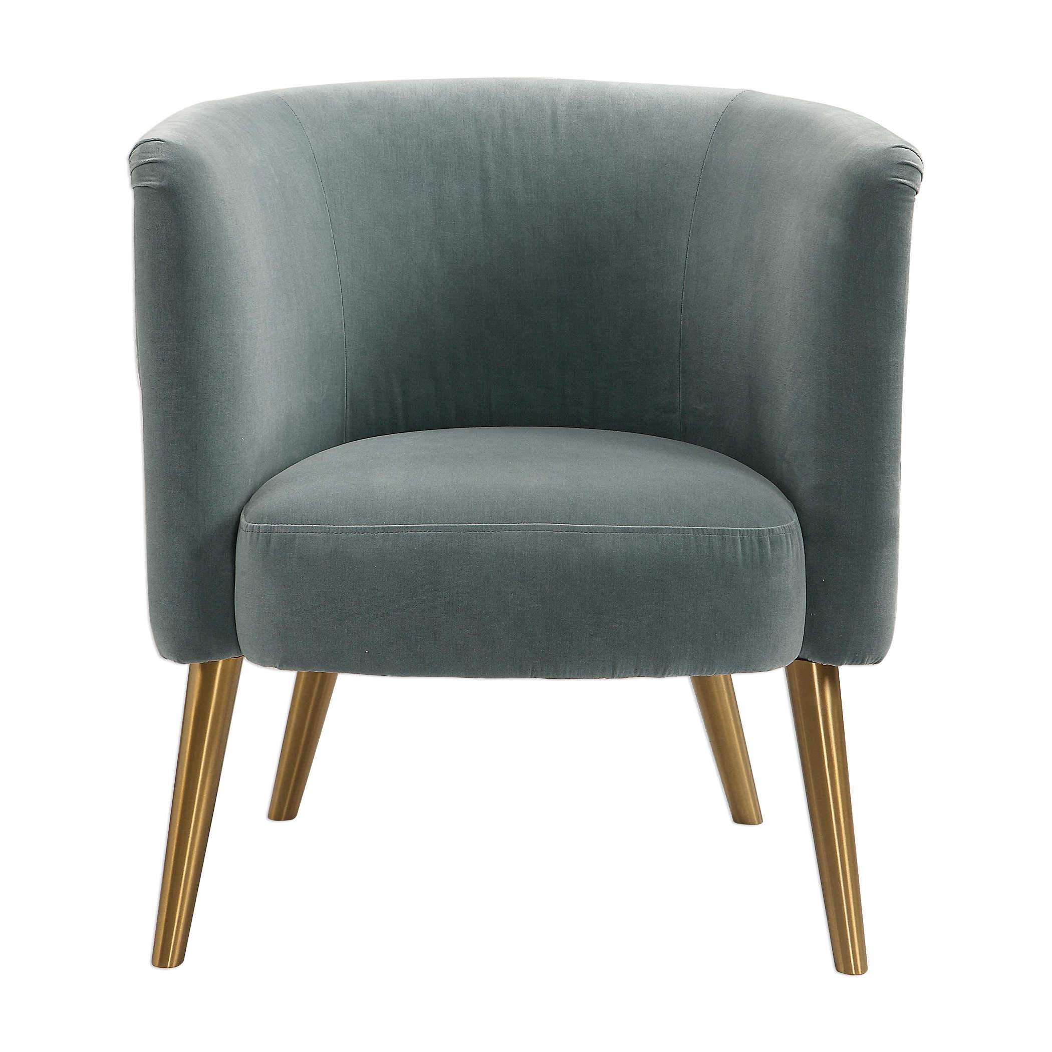 Luxurious Slate Blue Barrel Chair Uttermost