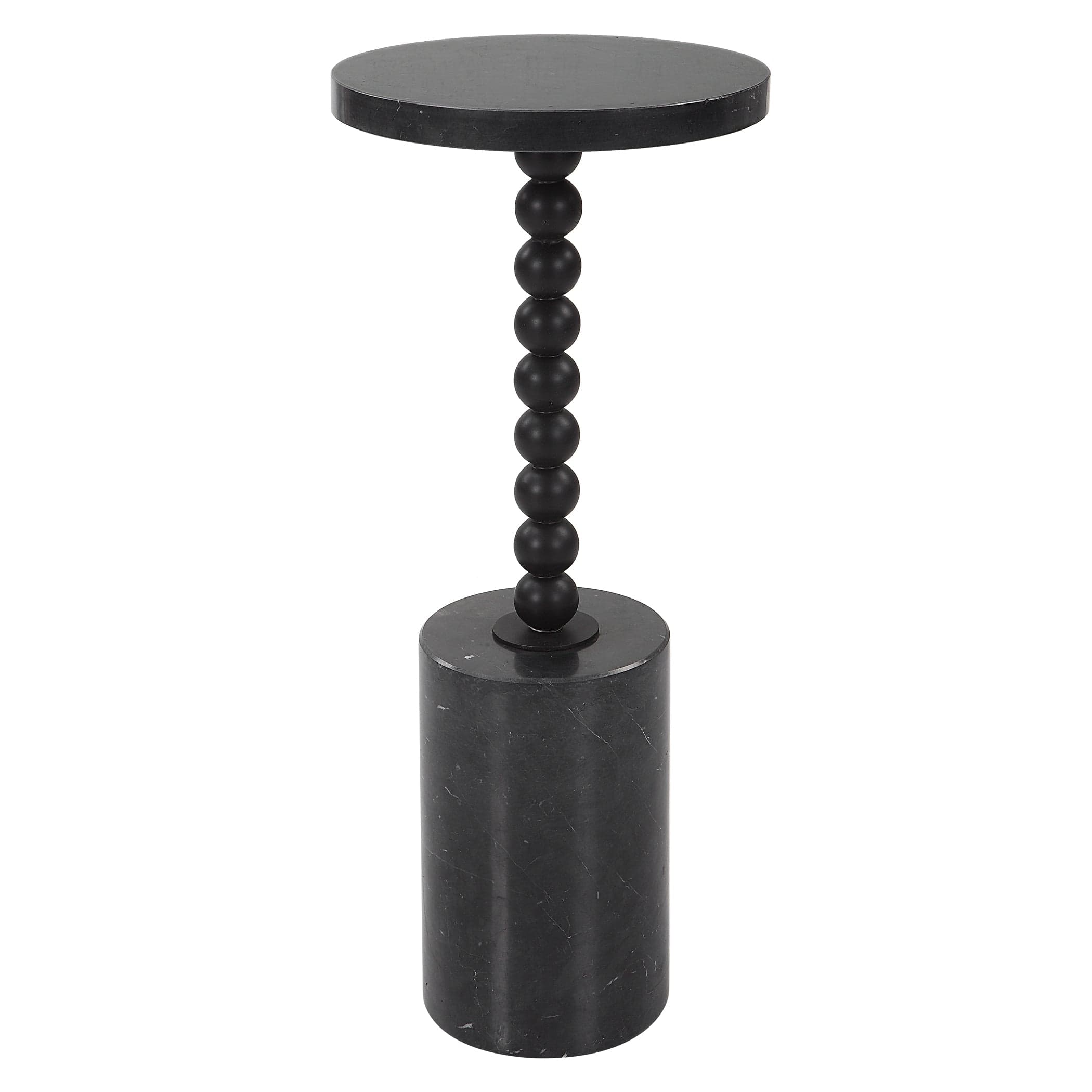 Bead Black Marble Drink Table Uttermost