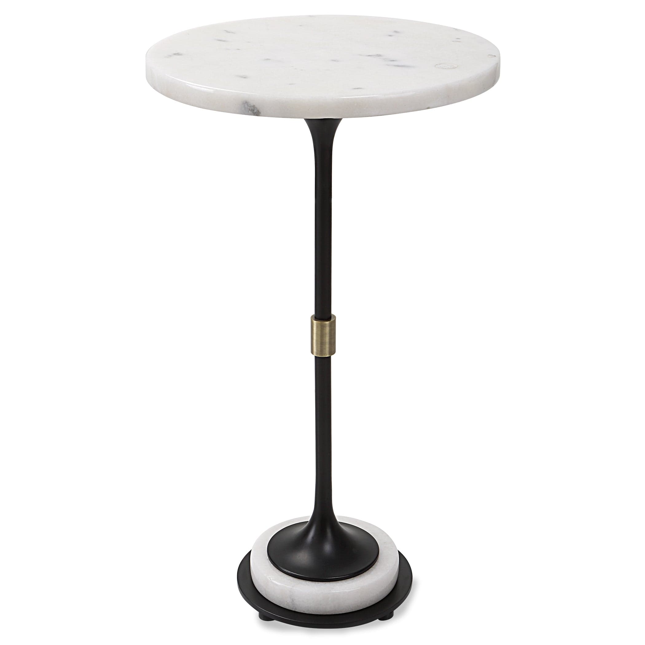 Sentry White Marble Accent Table Uttermost