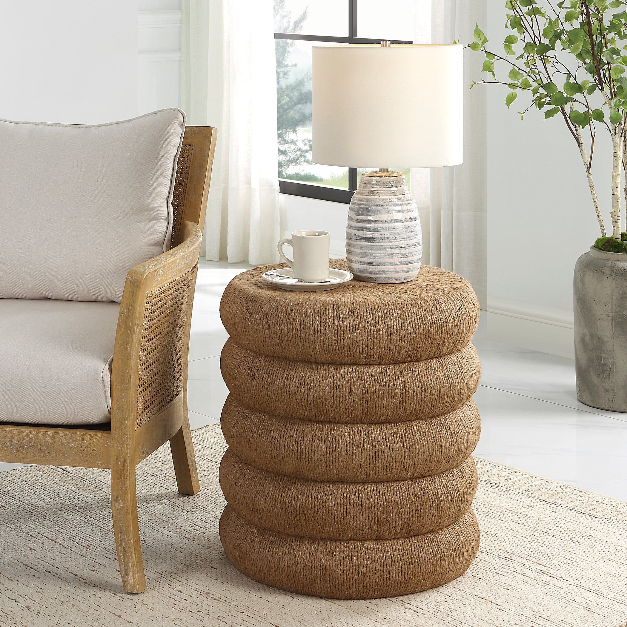 Capitan Braided Rope Side Table Uttermost