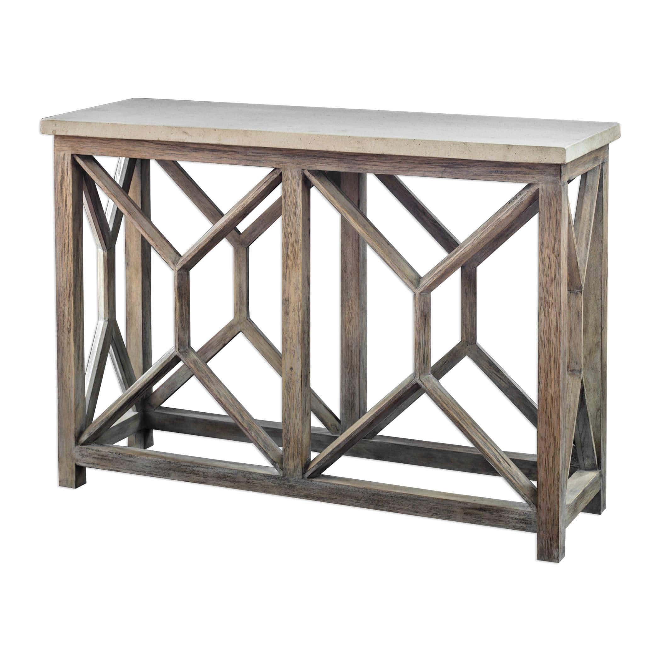 Catali Ivory Stone Console Table Uttermost