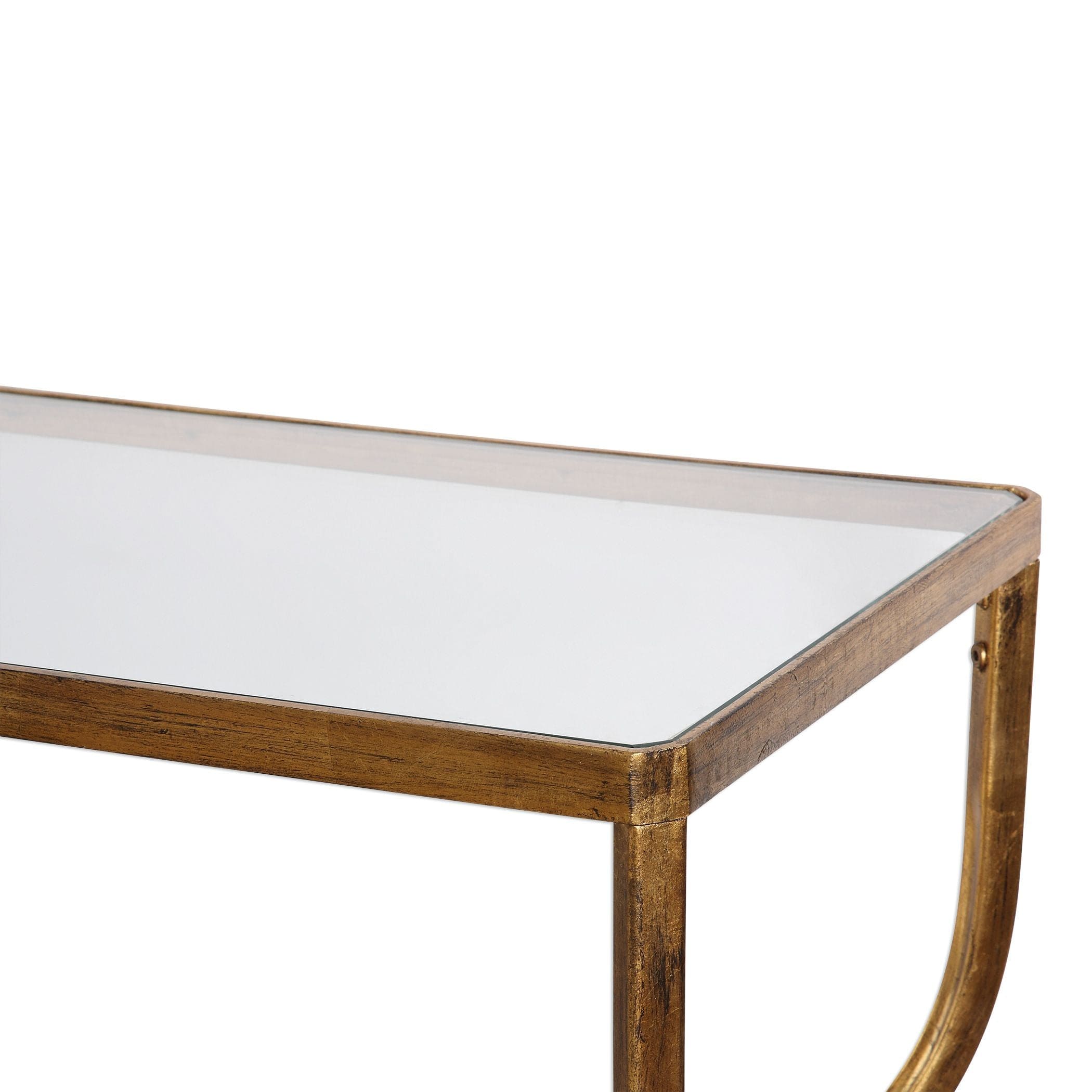 Deline Curved Gold Console Table Uttermost