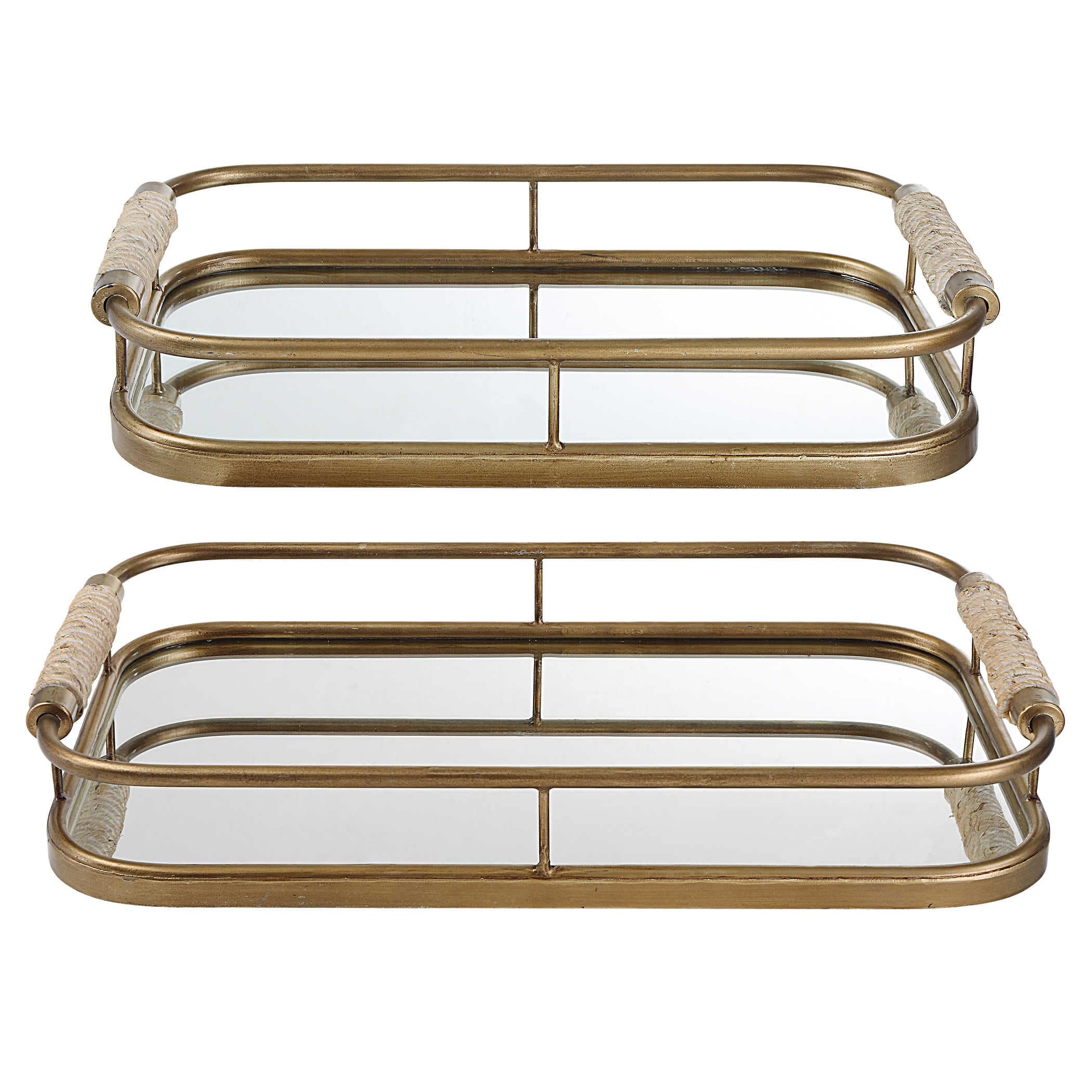 Rose Brushed Gold Trays, S/2 Uttermost