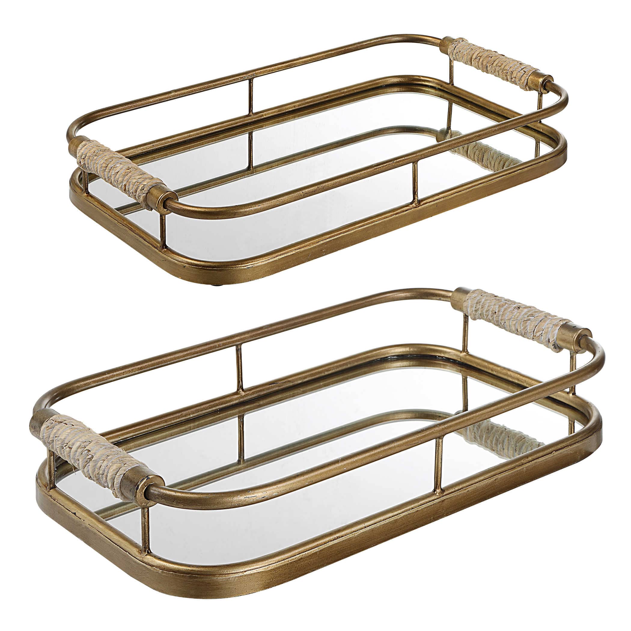 Rose Brushed Gold Trays, S/2 Uttermost