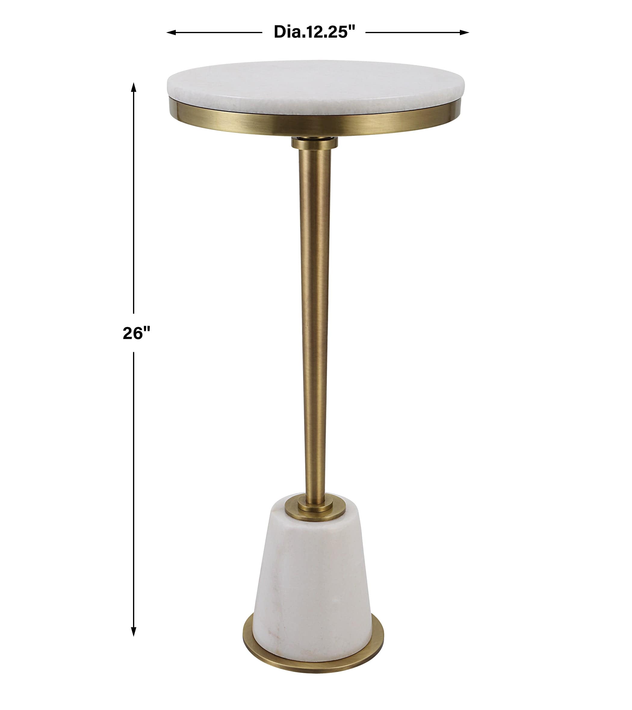 Edifice White Marble Drink Table Uttermost