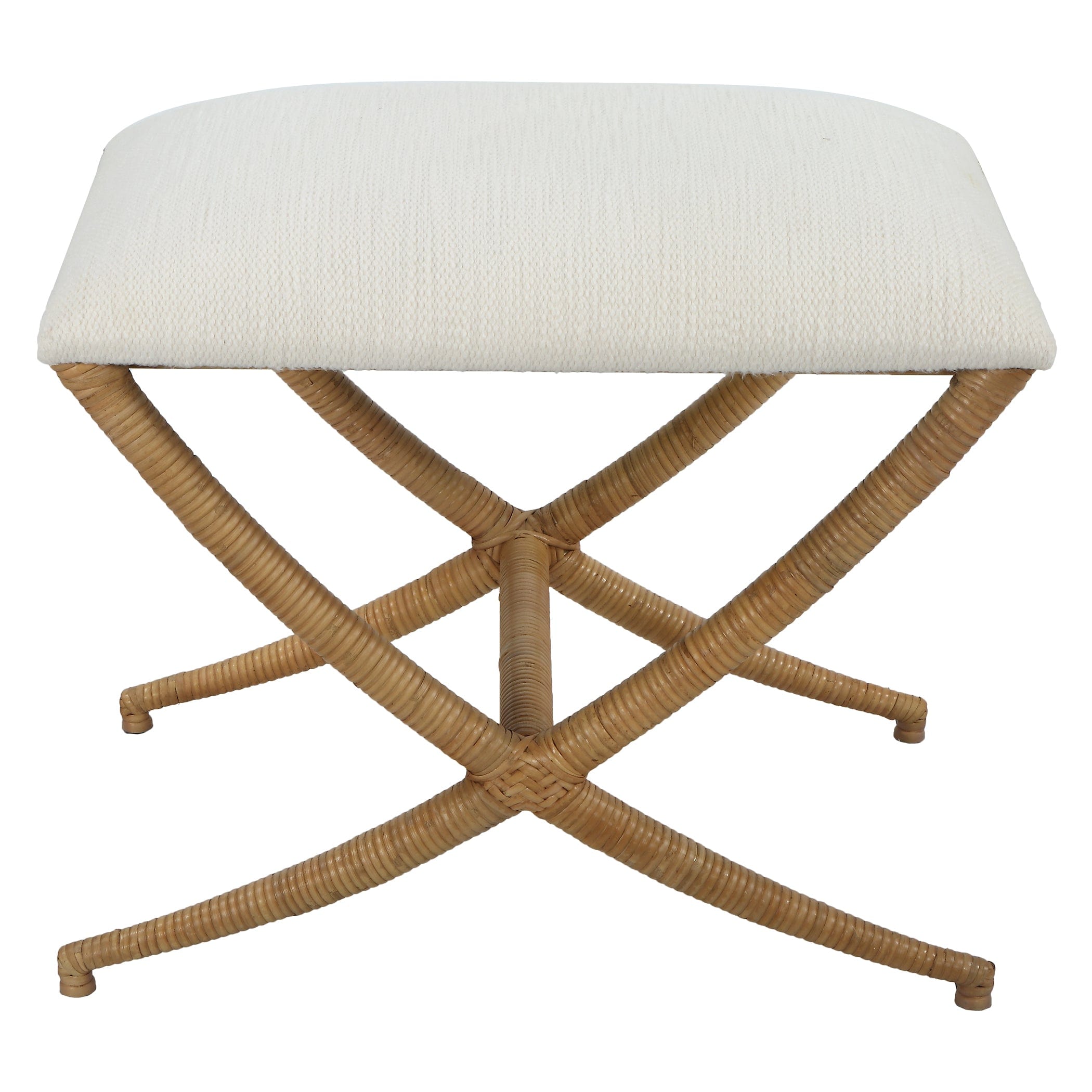 Expedition White Fabric Small Bench Uttermost