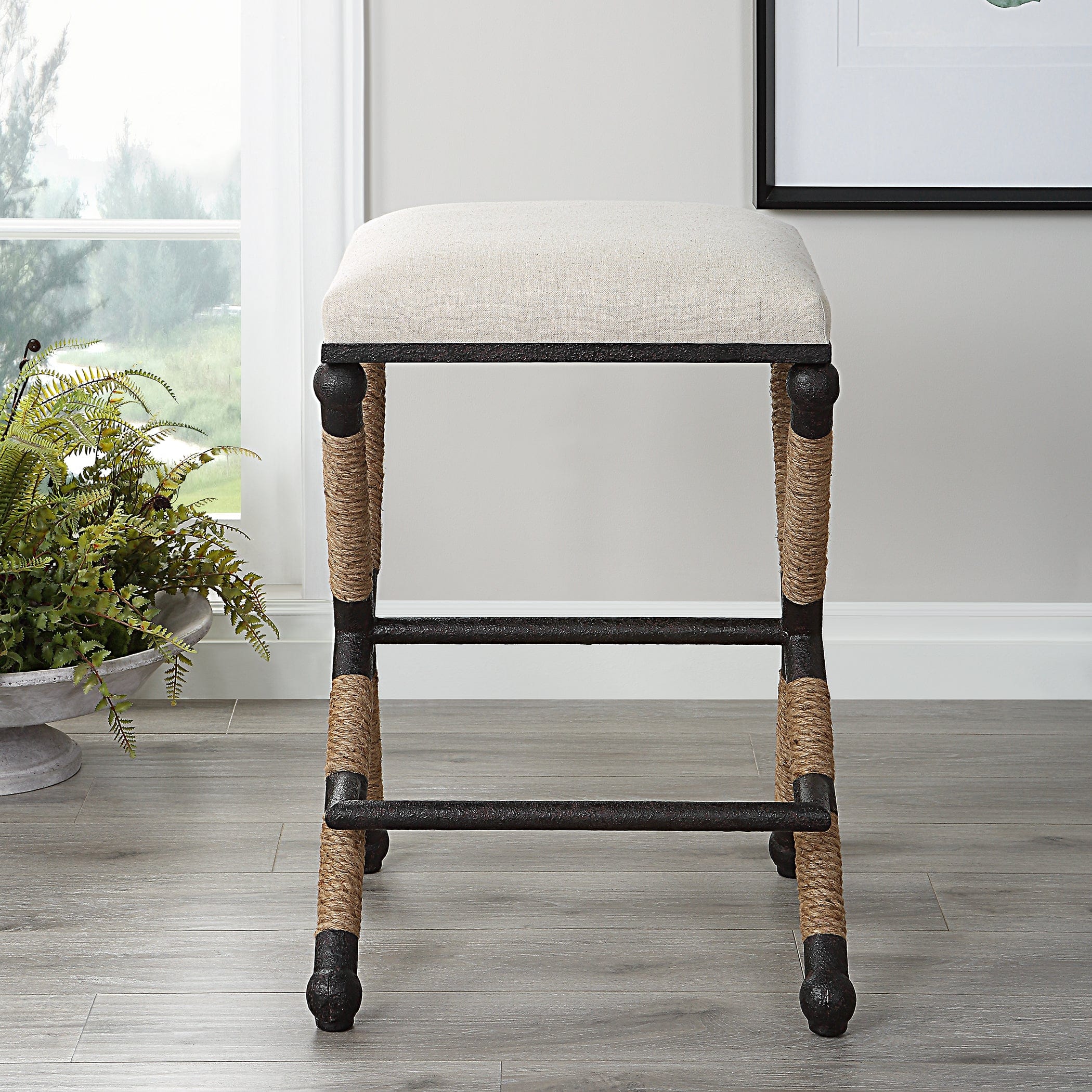 Firth Rustic Oatmeal Counter Stool Uttermost