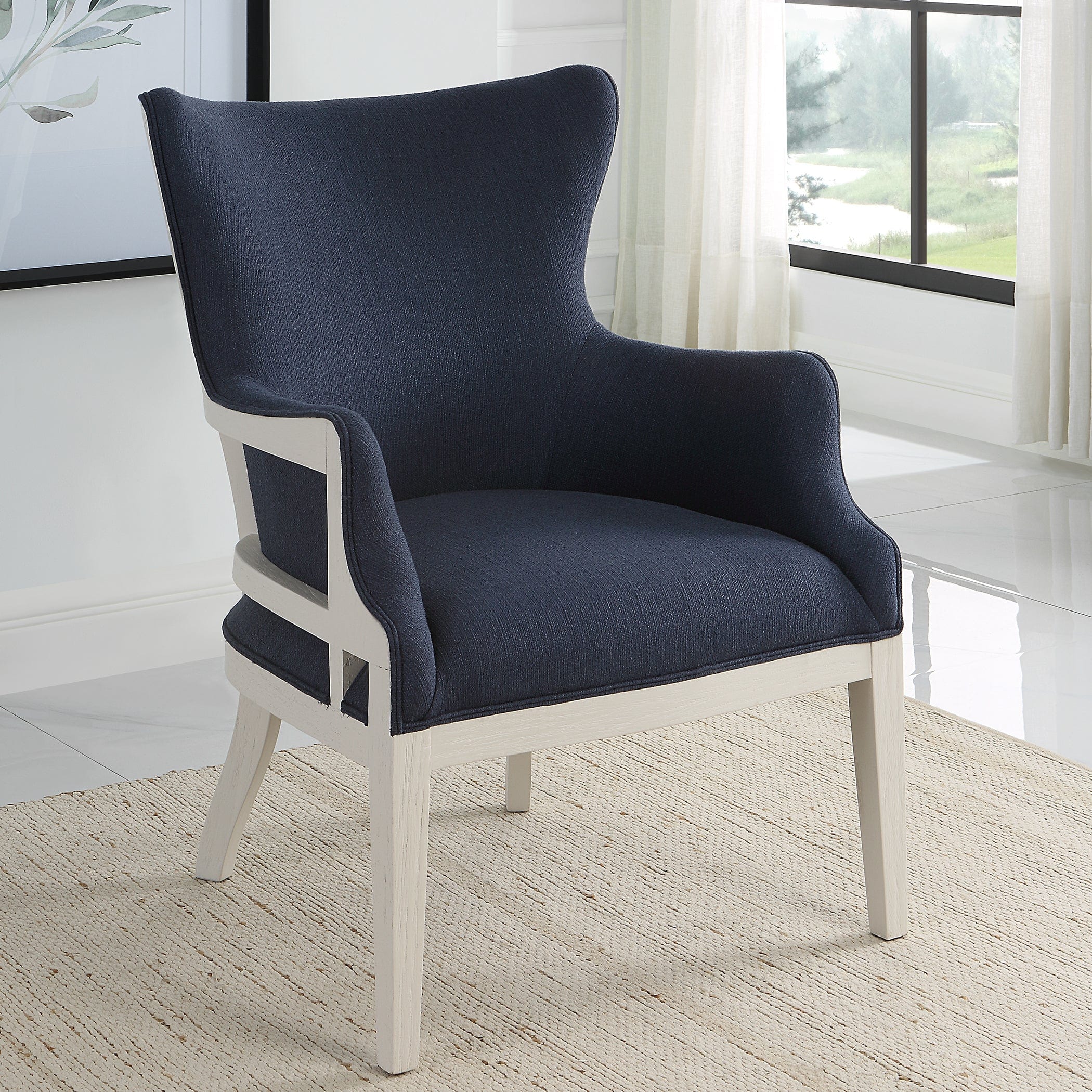 Gordonston Blue Fabric Accent Chair Uttermost