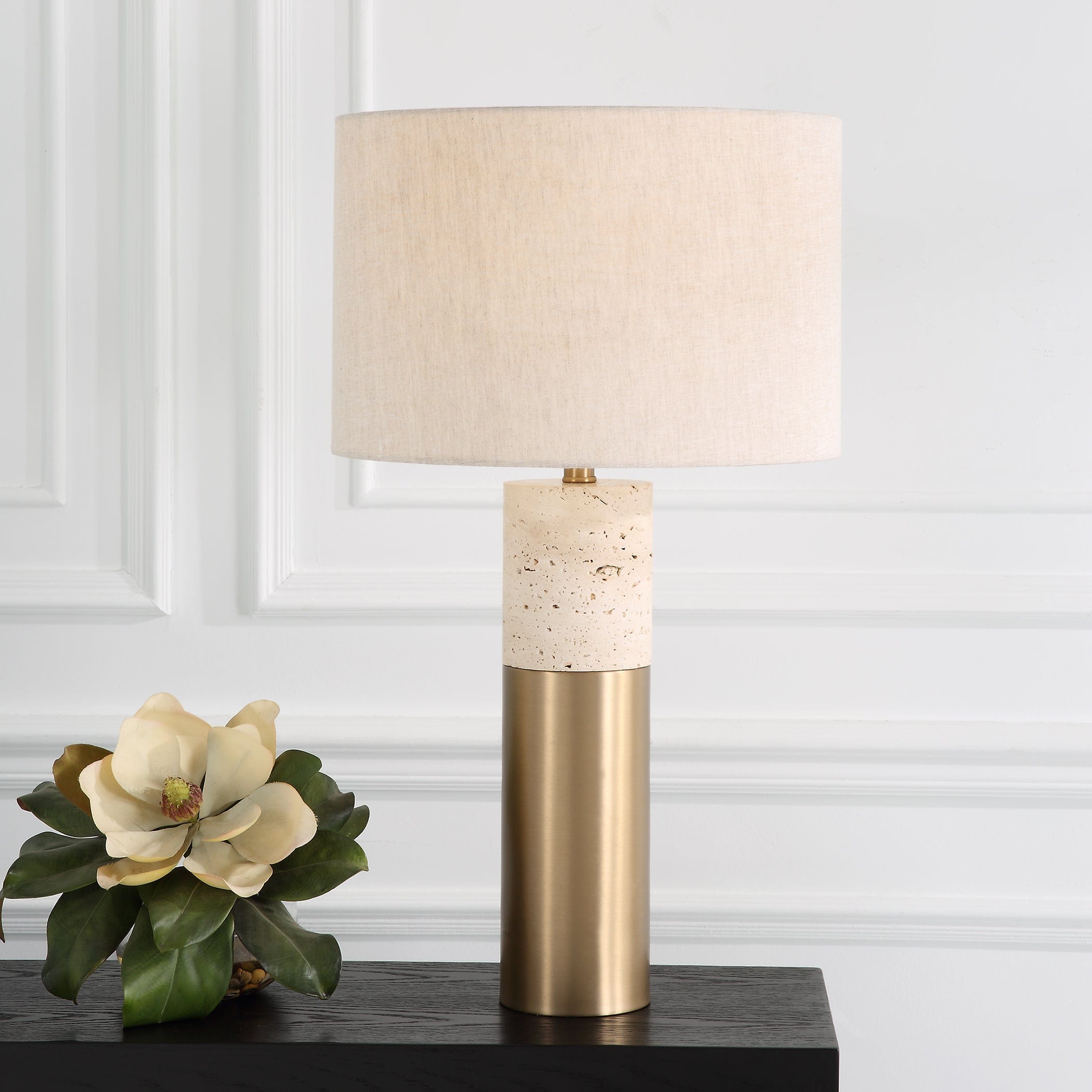 Gravitas Elegant Brass & Stone Lamp Uttermost