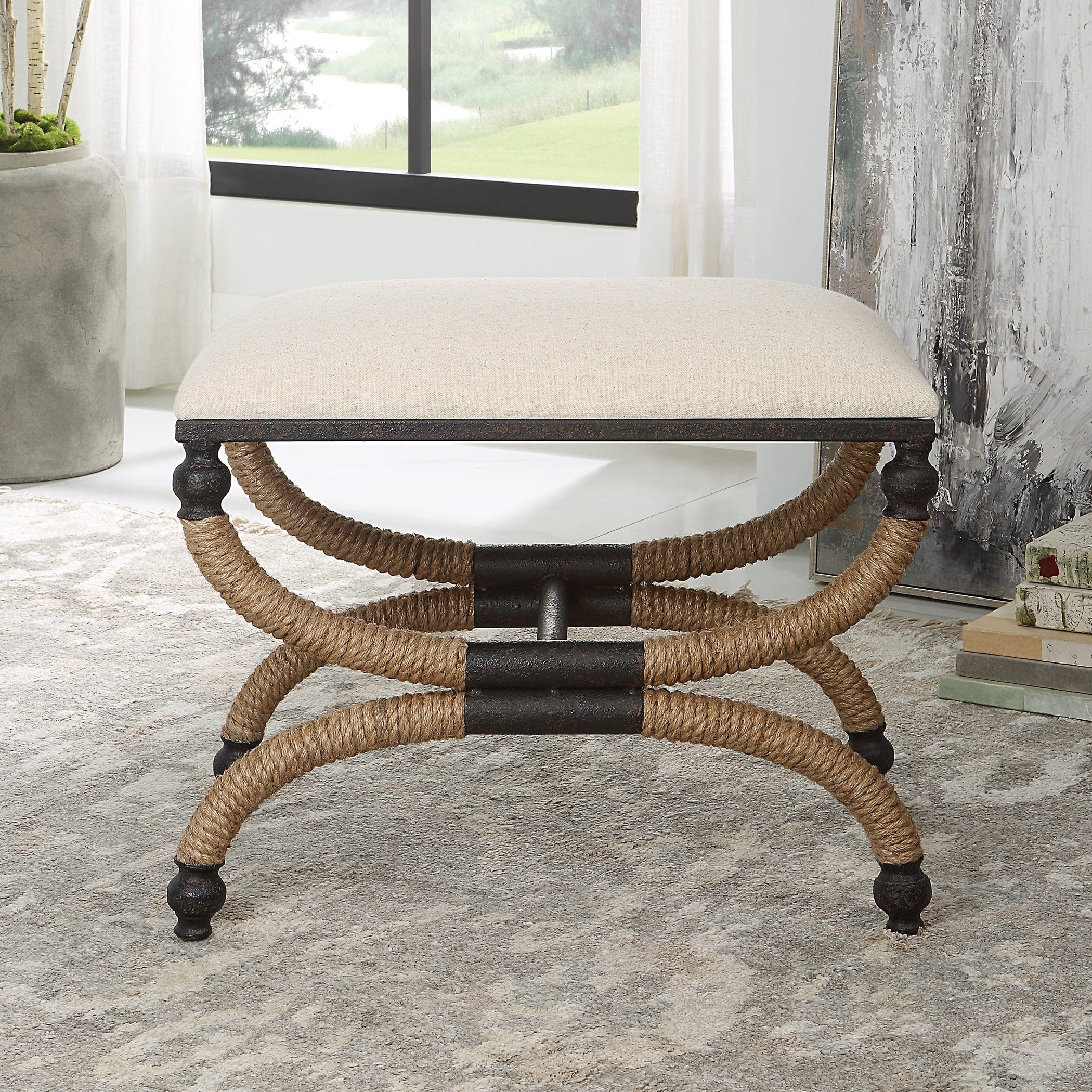 Icaria Upholstered Small Bench Uttermost
