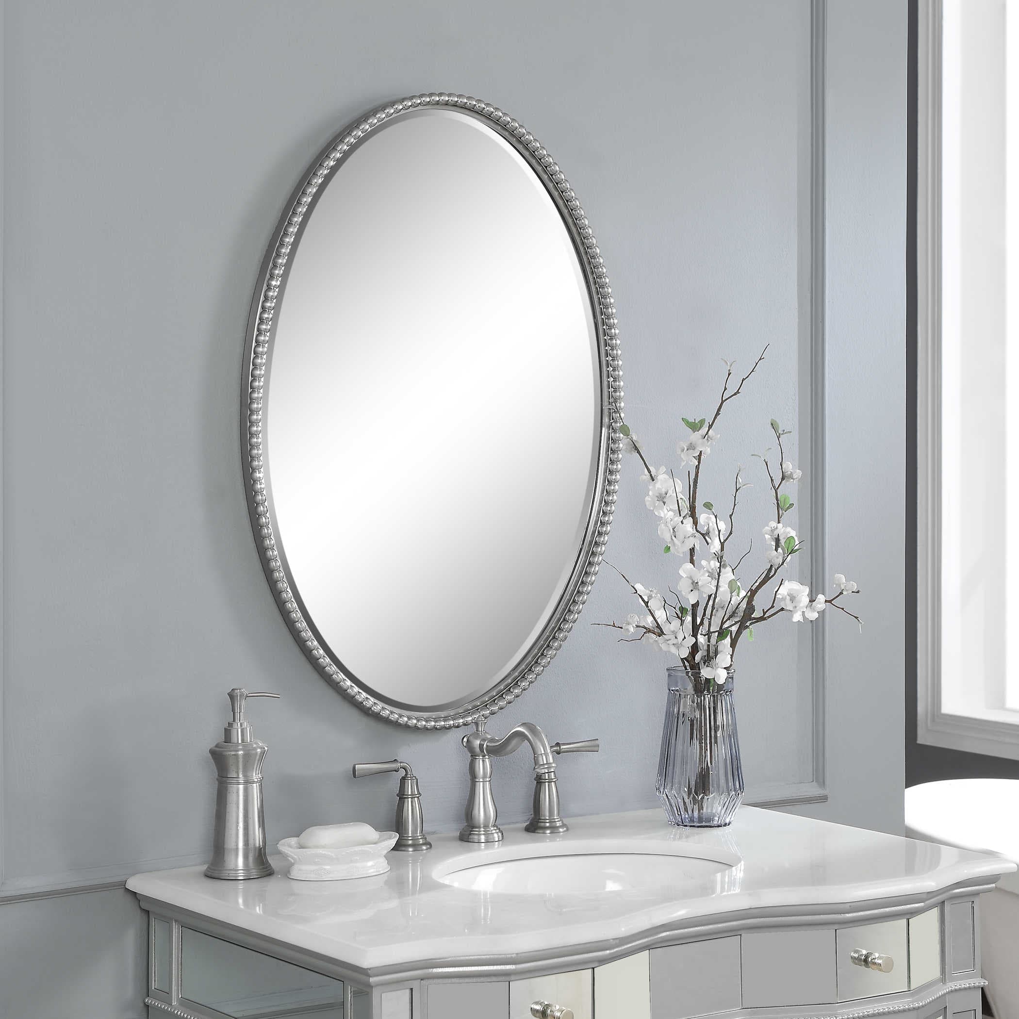 Sherise Brushed Nickel Oval Mirror Uttermost