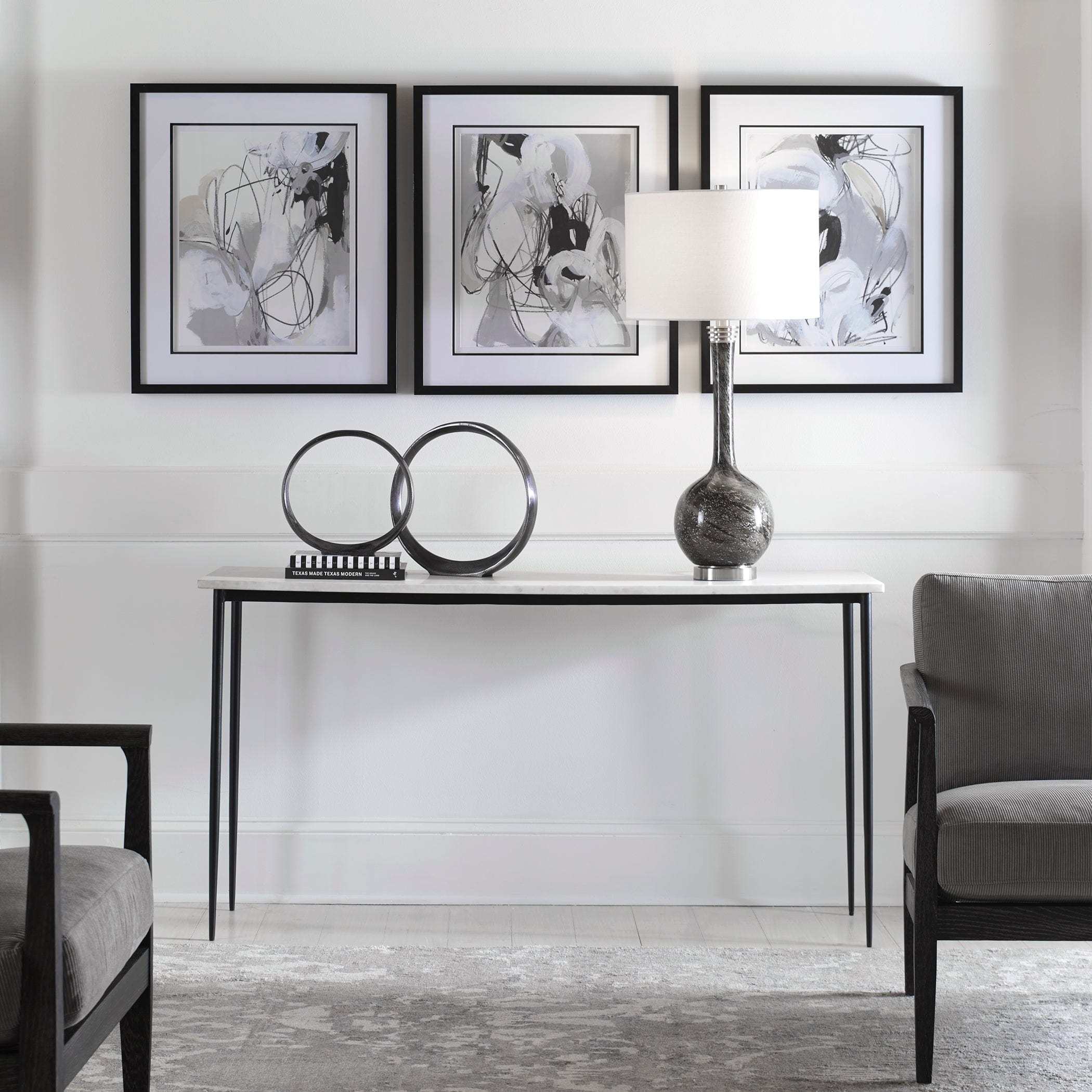 Nightfall White Marble Console Table Uttermost
