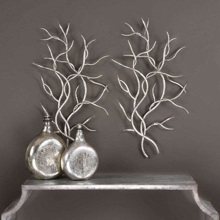 Silver Branches Metal Wall Decor, S/2 Uttermost