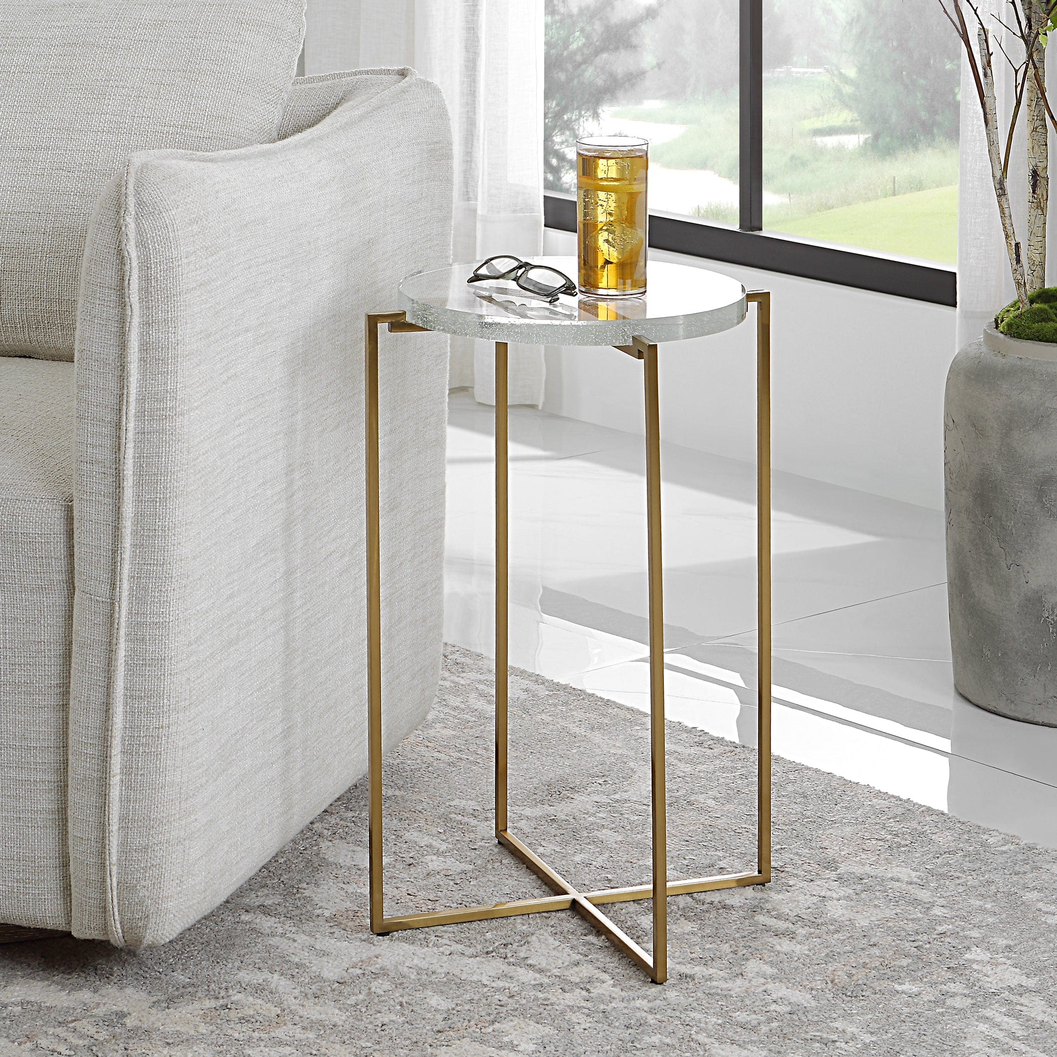 Star-crossed Glass Accent Table Uttermost
