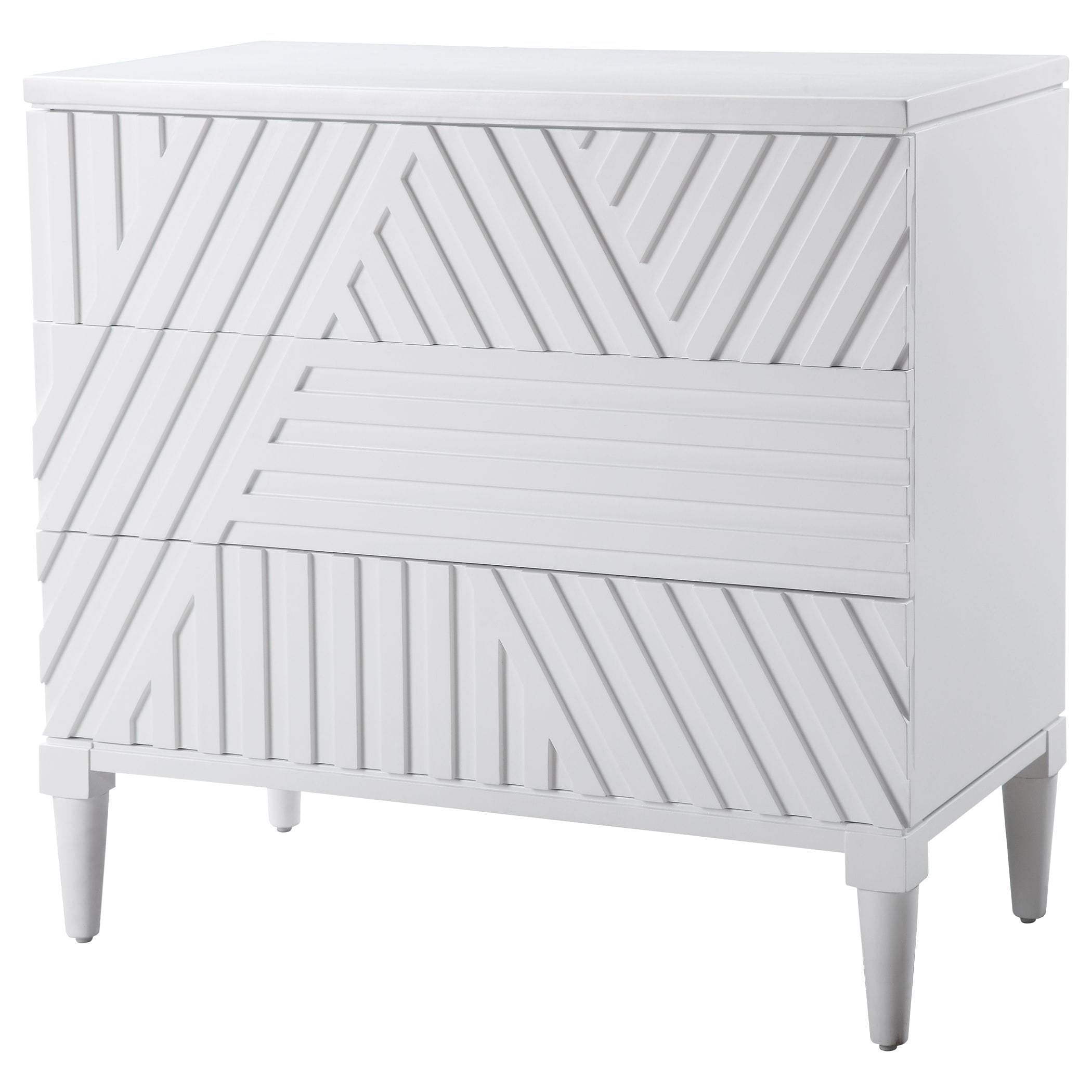 Cole White 3 Drawer Geometric Chest Uttermost