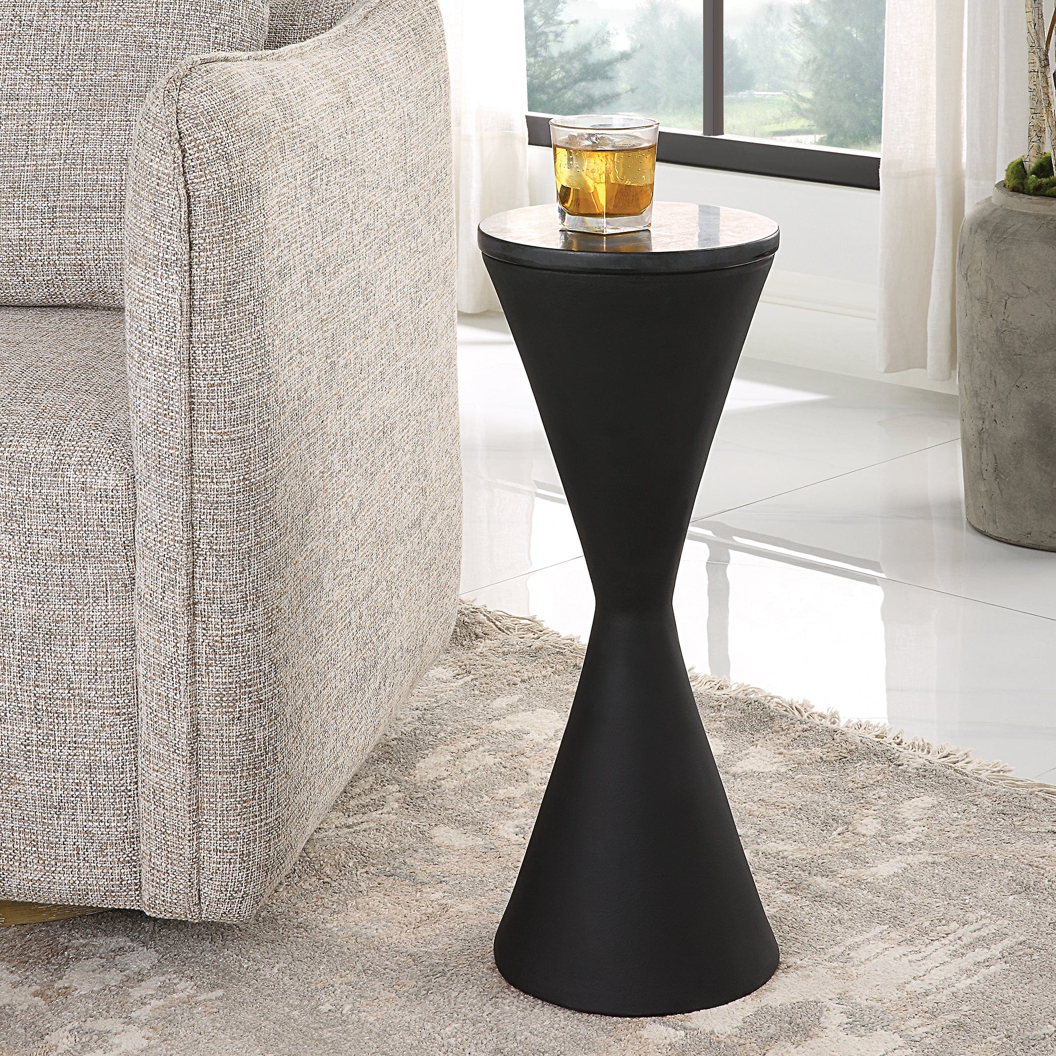 Time's Up Hourglass Shaped Drink Table Uttermost