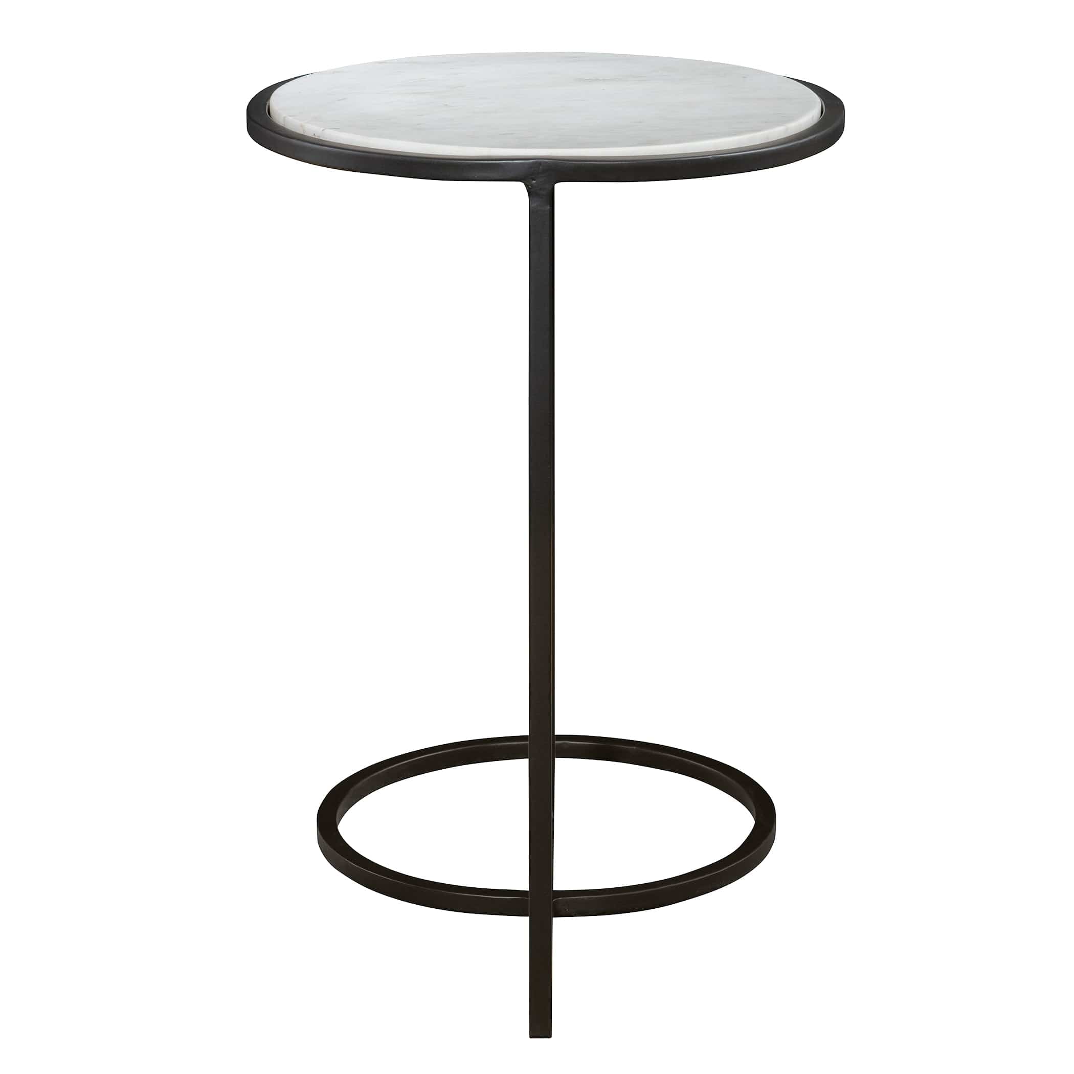 Twofold White Marble Accent Table Uttermost