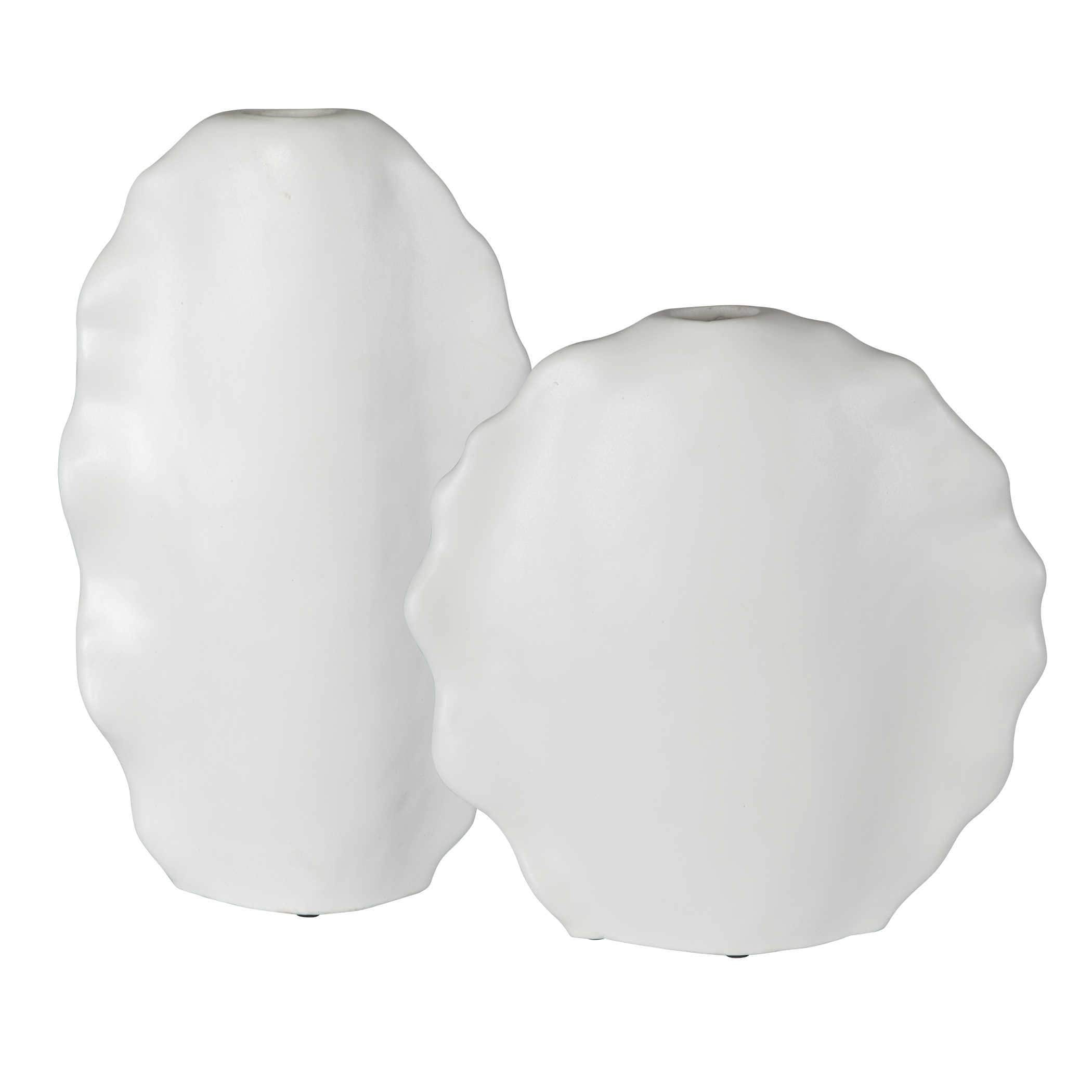 Ruffled Feathers Modern White Vases, S/2 Uttermost