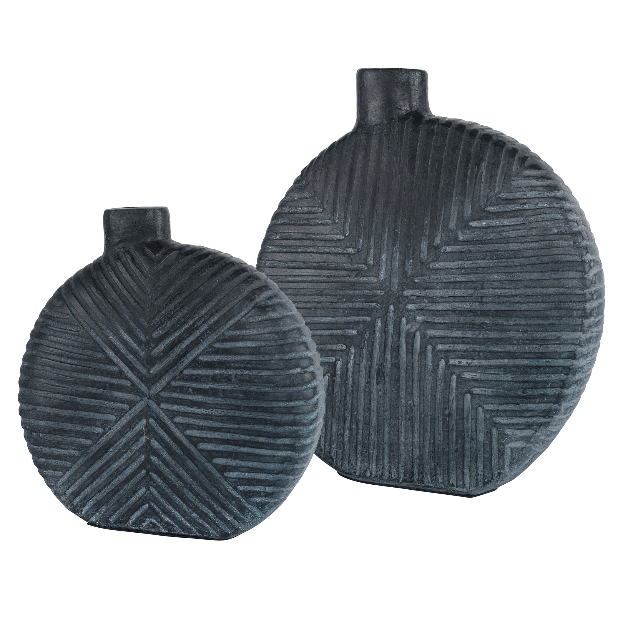 Viewpoint Aged Black Vases, Set/2 Uttermost