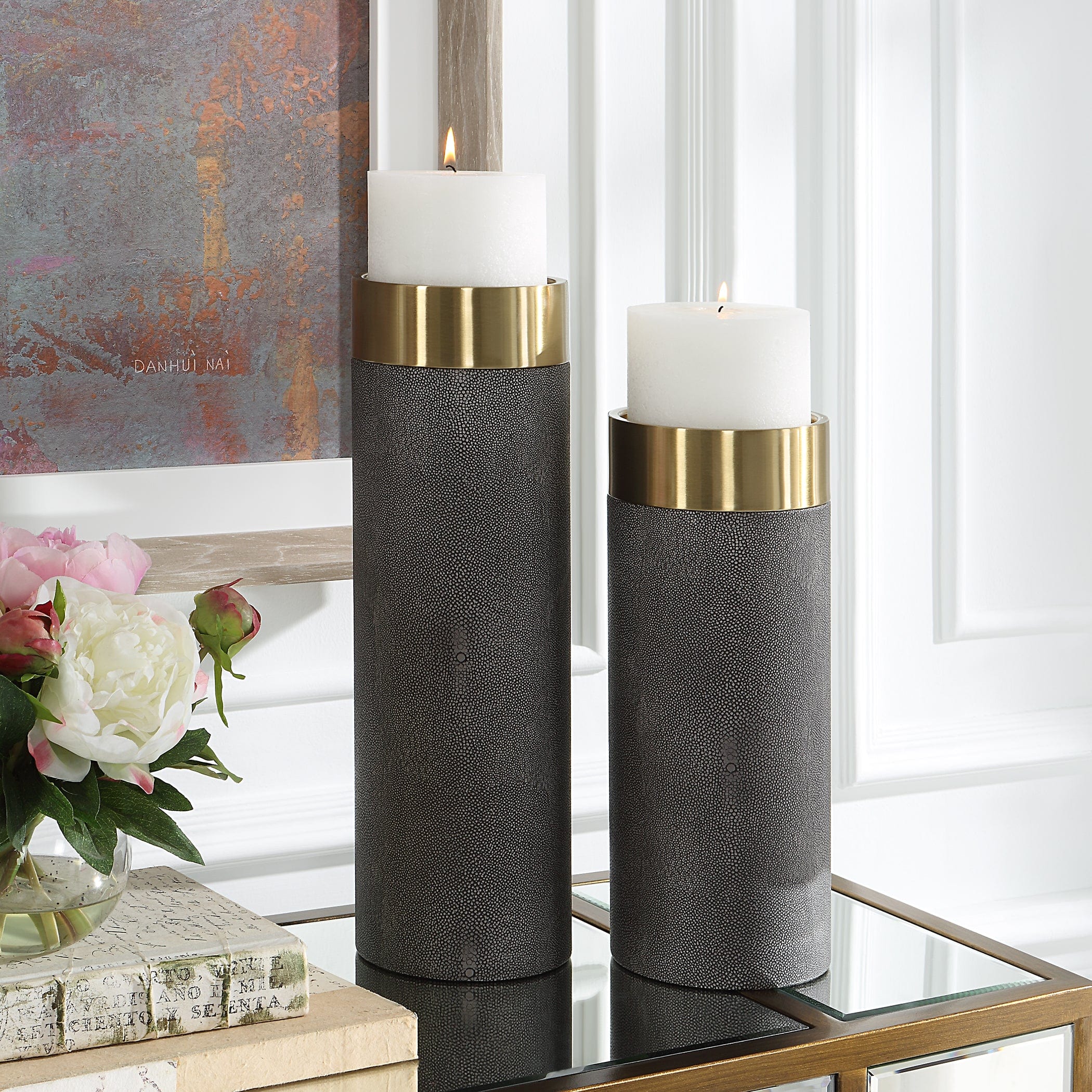 Wessex Gray Candleholders, S/2 Uttermost